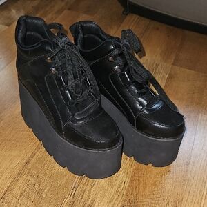 Women's Black Platform Sneakers
